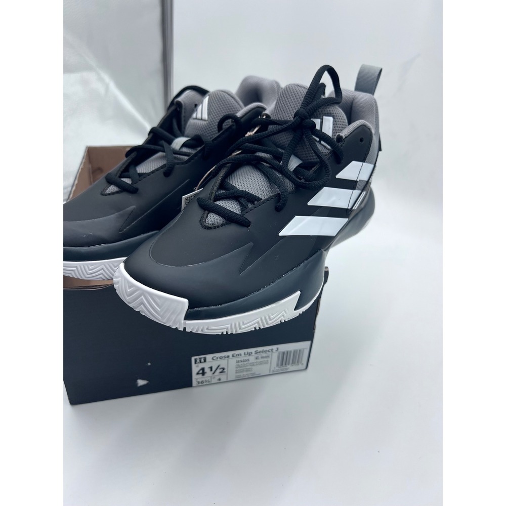 Adidas Cross Em Up Select J Kids Basketball Shoes Black White IE9255 Size 4.5Y
